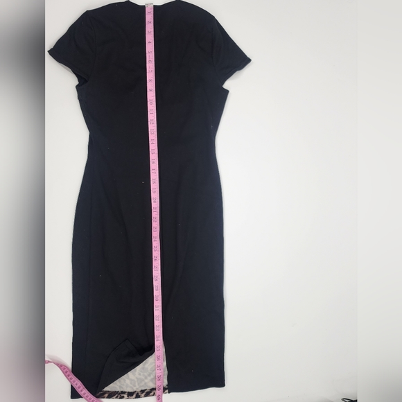 WOMENS RED HERRING US 6 UK10  BLACK MIX LEOPARD PRINT STRETCH BODYCON MIDI DRESS - Picture 6 of 10